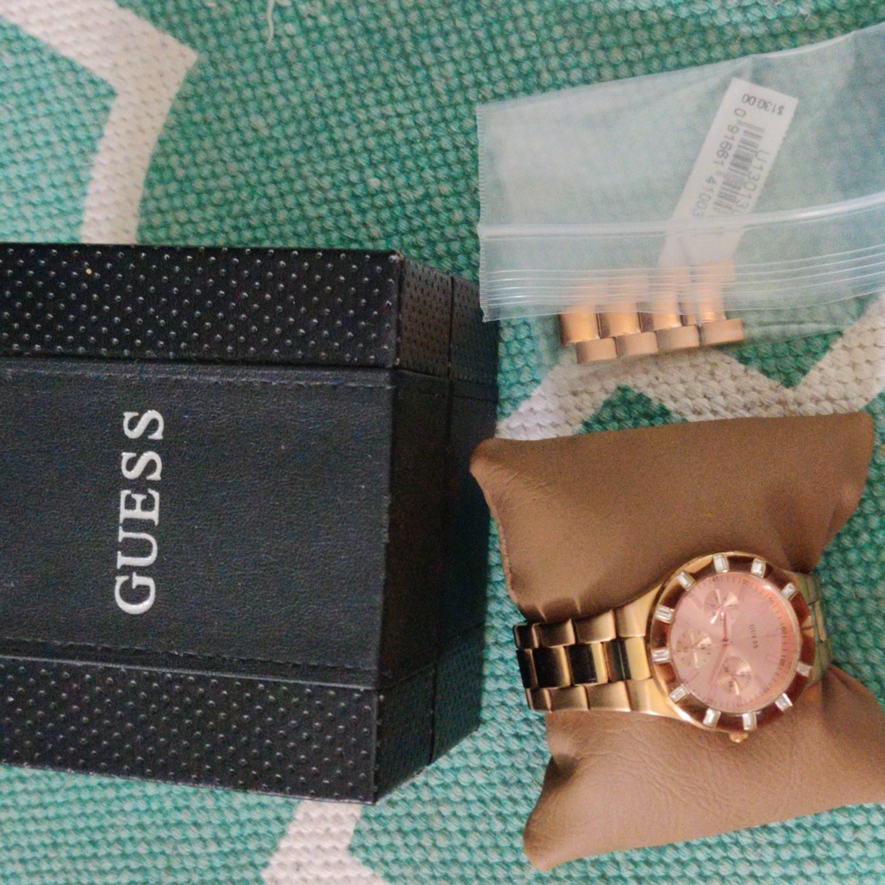 Rose Gold Guess watch with crystals